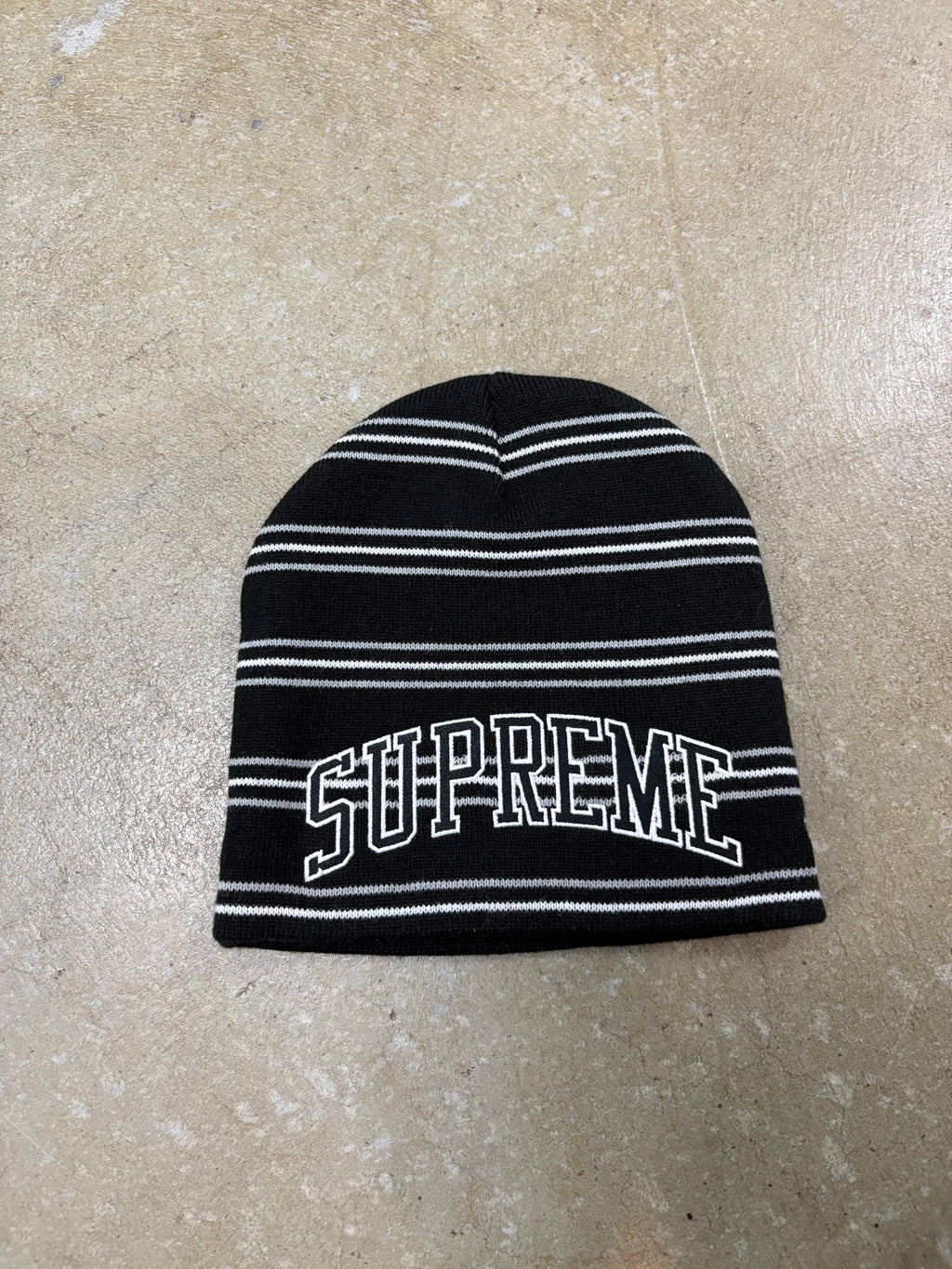 Supreme New Era Stripe Beanie Black