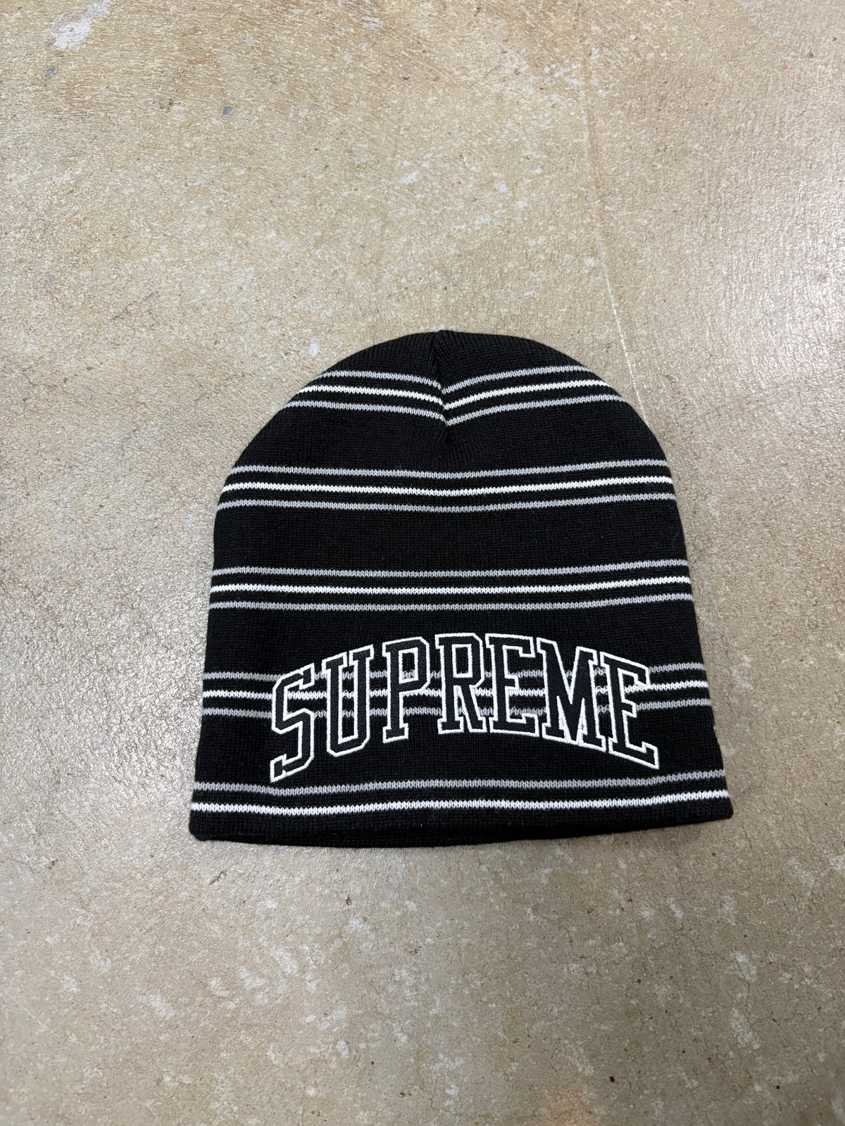 Supreme New Era Stripe Beanie Black