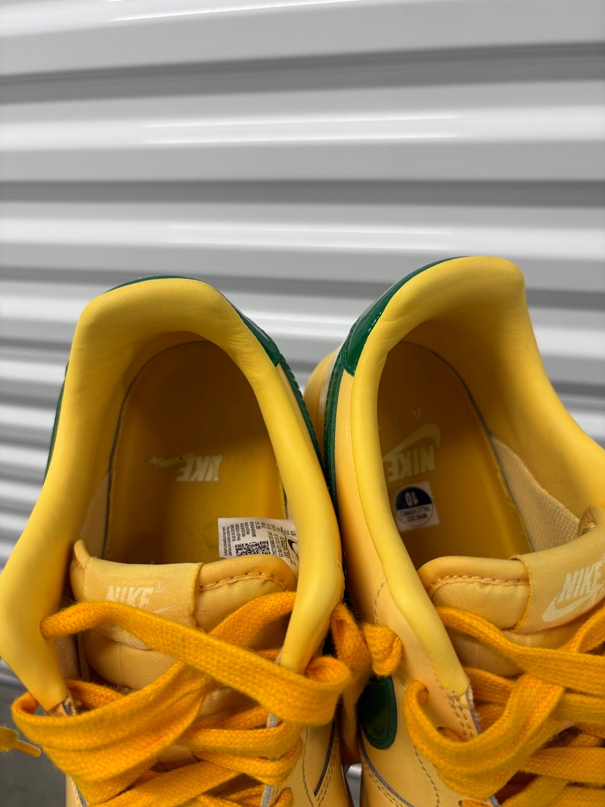 Size 10 -  Nike Patent Air Force 1 Low Topaz Gold Pine Green