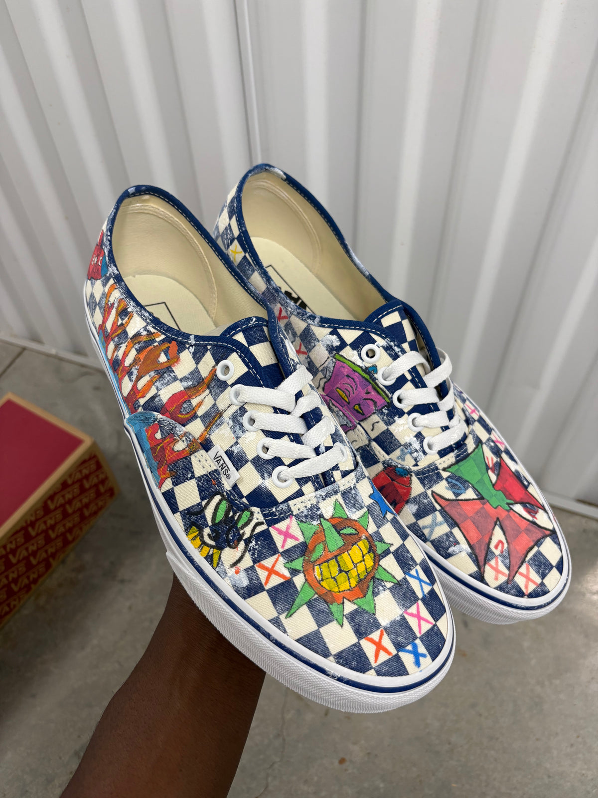 Size 11.5 - Acc Navy Checkerboard Vans 44 LX