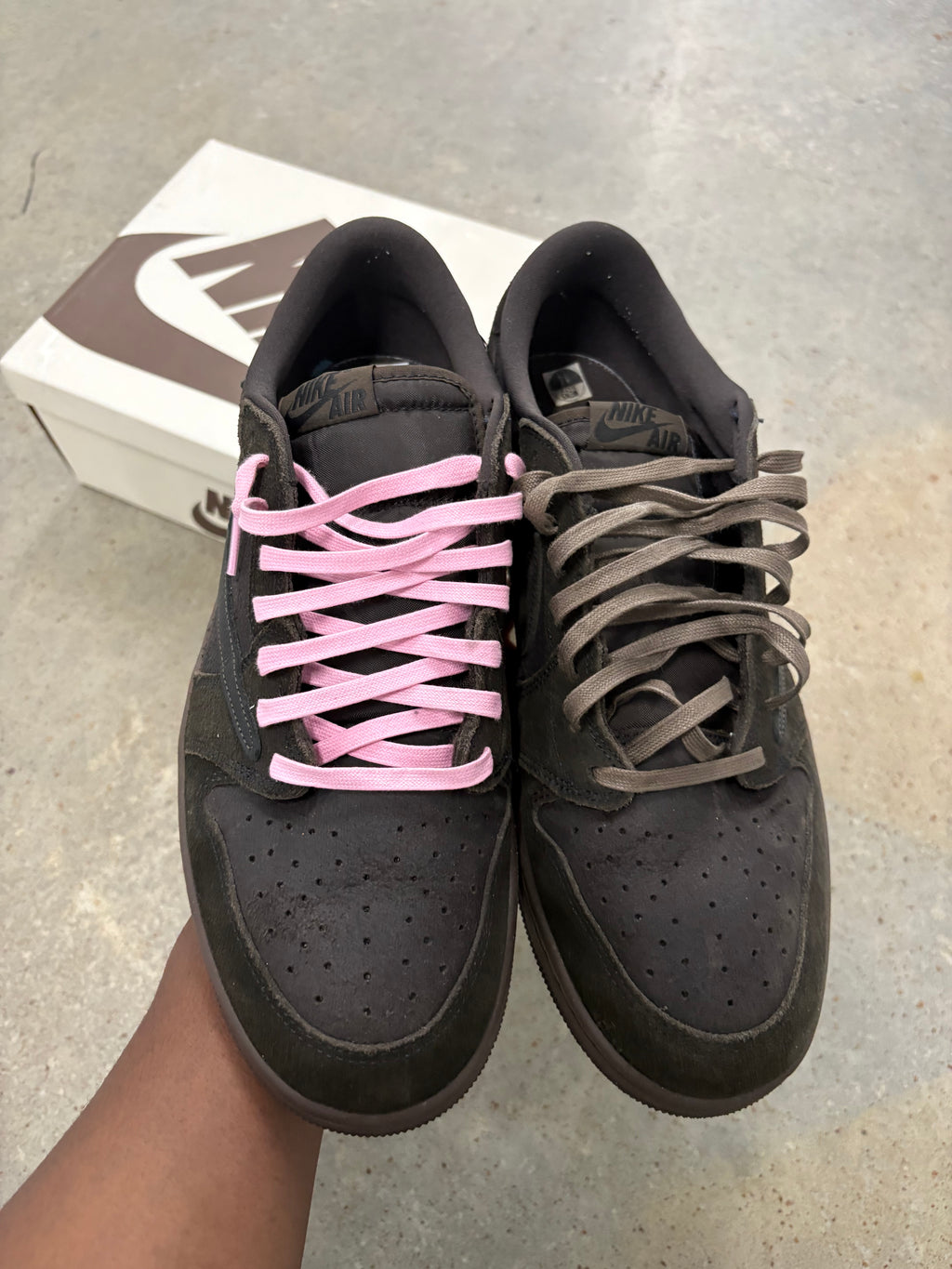Size 14 - Travis Scott 1 Low Velvet Brown