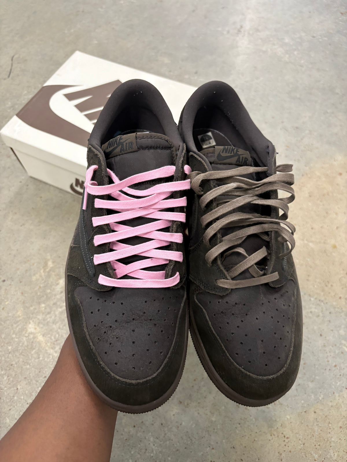 Size 14 - Travis Scott 1 Low Velvet Brown