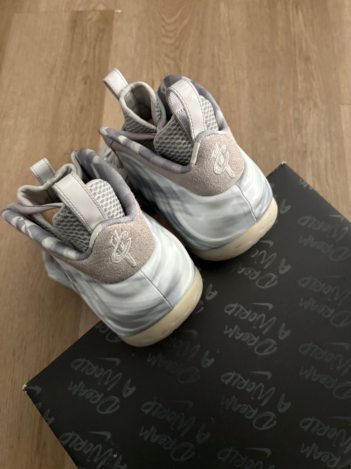 Size 9.5 - Nike Foamposite One Dream A World Grey