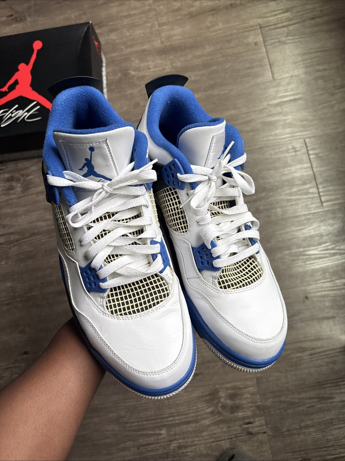 Air Jordan Retro 4 Motorsport Size 13, Royal Blue/White/Black 308497-117
