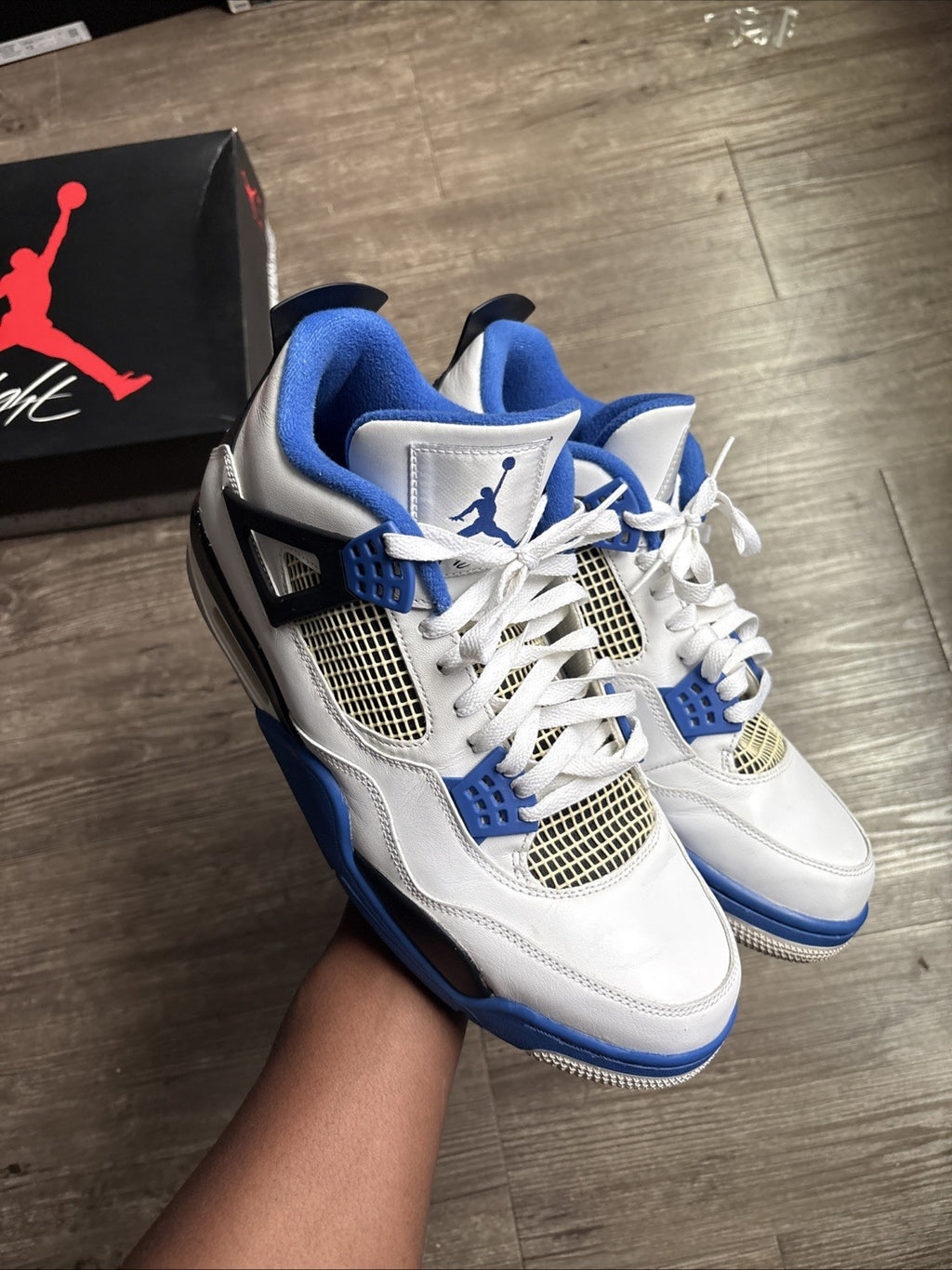 Air Jordan Retro 4 Motorsport Size 13, Royal Blue/White/Black 308497-117
