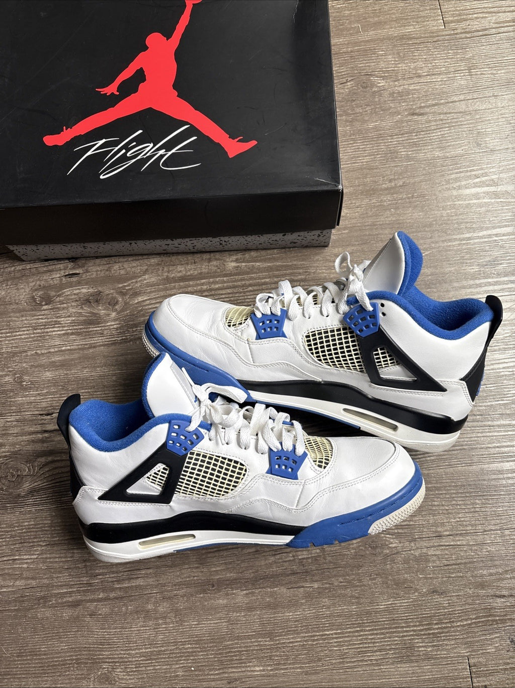 Air Jordan Retro 4 Motorsport Size 13, Royal Blue/White/Black 308497-117