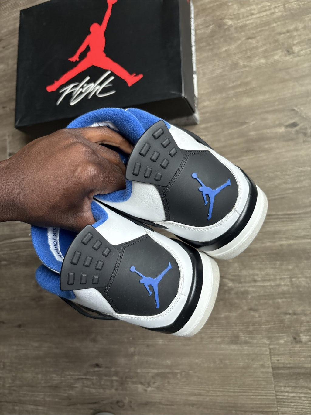 Air Jordan Retro 4 Motorsport Size 13, Royal Blue/White/Black 308497-117