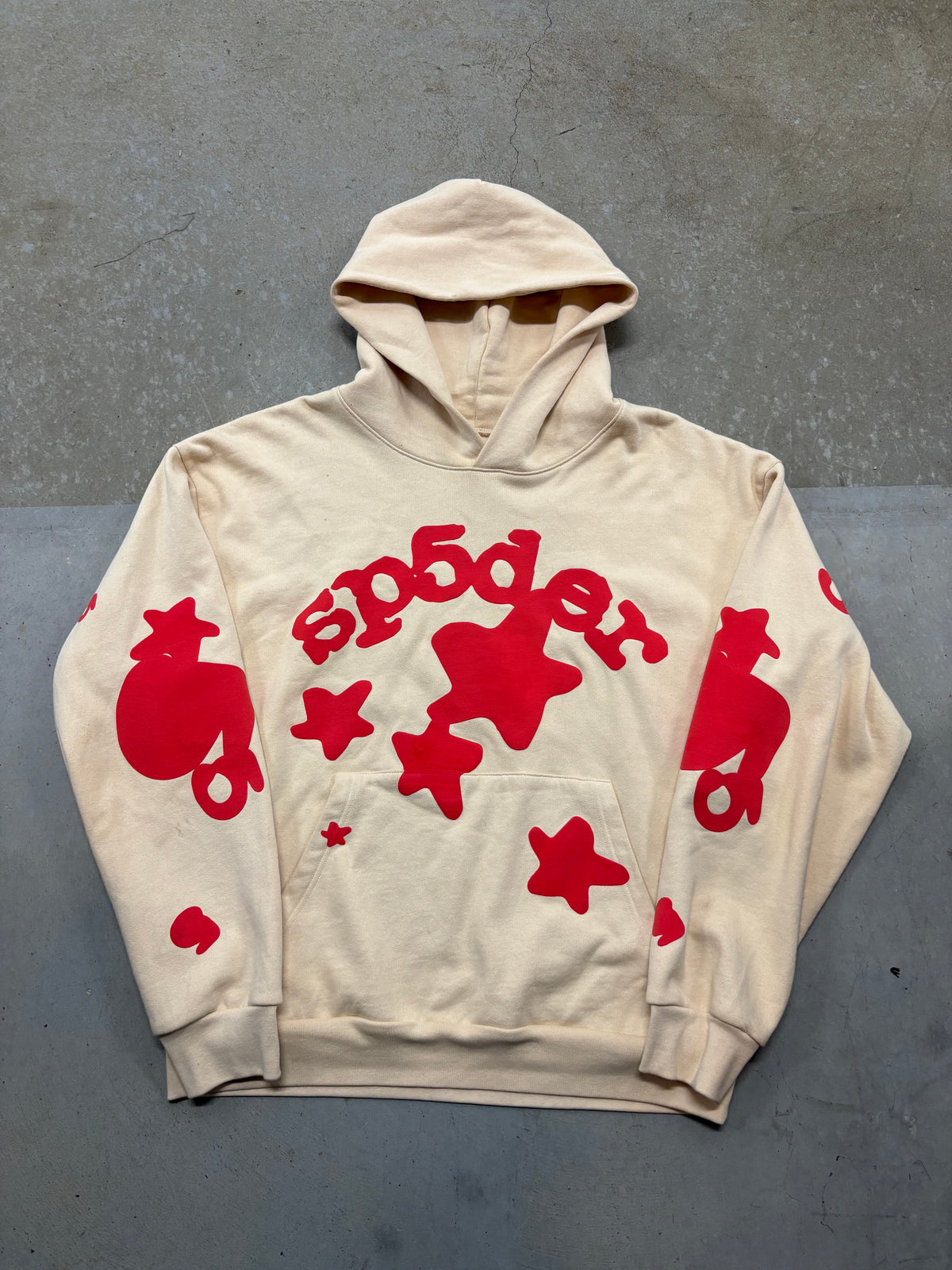 Size XL - Sp5der Beluga Hoodie Cream