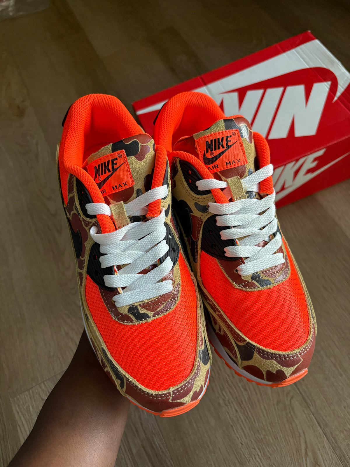 Size 6.5y - Nike Air Max 90 Orange Camo
