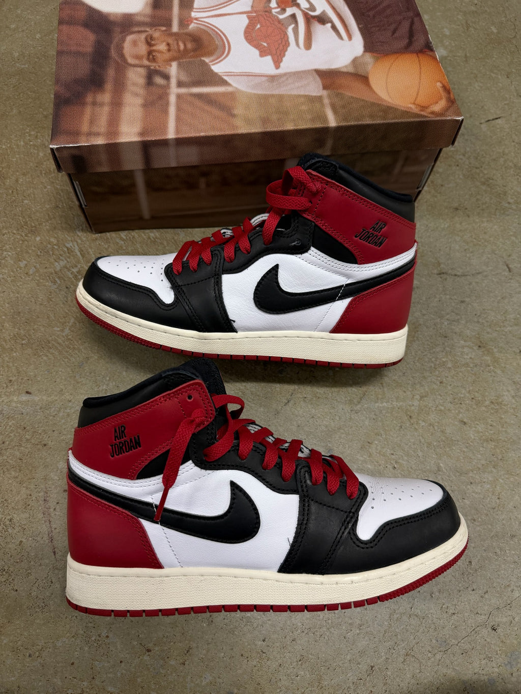 Size 7y - Jordan 1 Retro Black Toe Reimagined