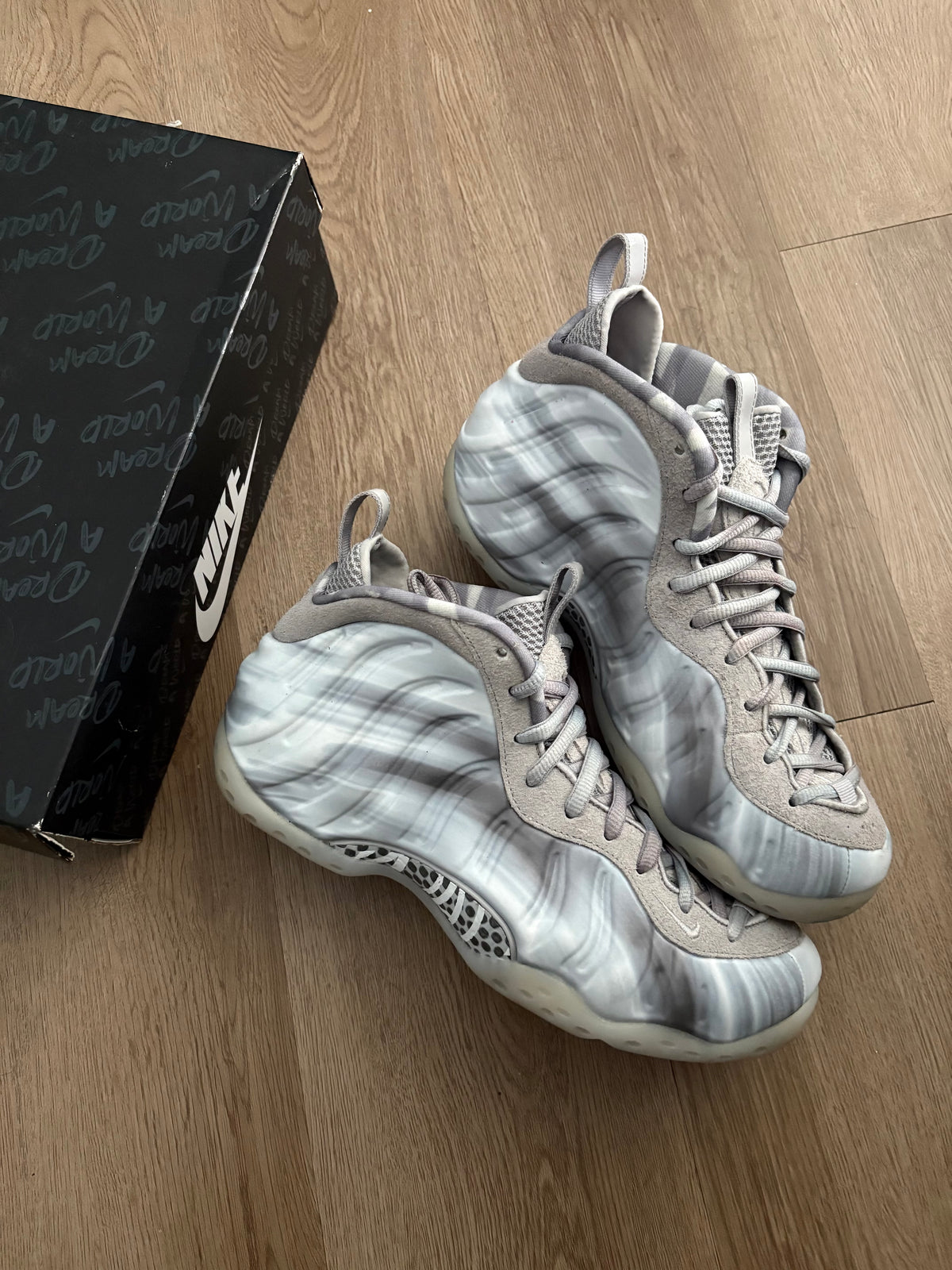 Size 9.5 - Nike Foamposite One Dream A World Grey