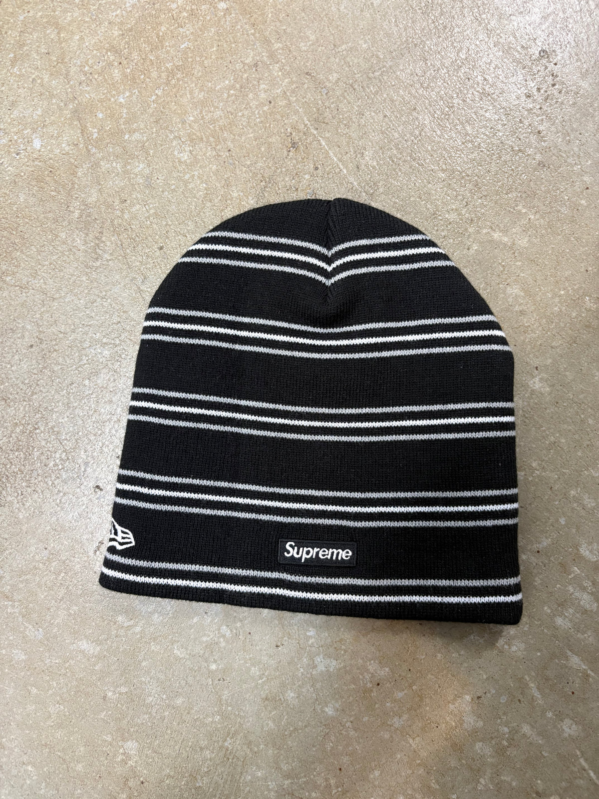 Supreme New Era Stripe Beanie Black