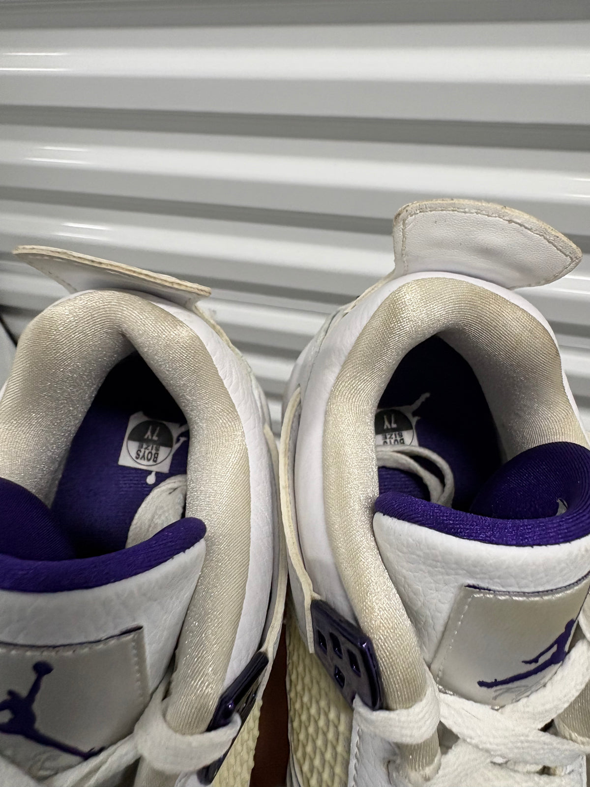 Size 7y - Jordan 4 Retro Purple Metallic