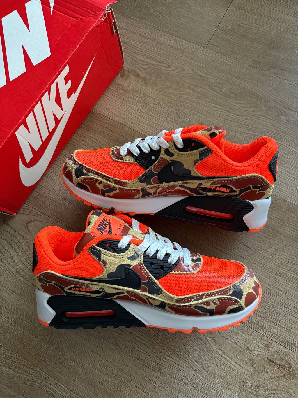 Size 6.5y - Nike Air Max 90 Orange Camo