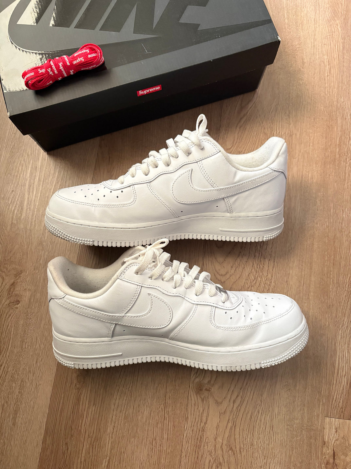 Size 10.5 - Nike Supreme Forces White