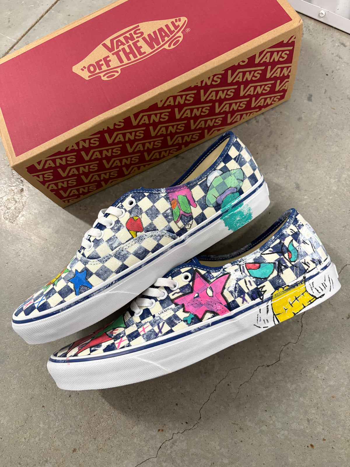 Size 11.5 - Acc Navy Checkerboard Vans 44 LX