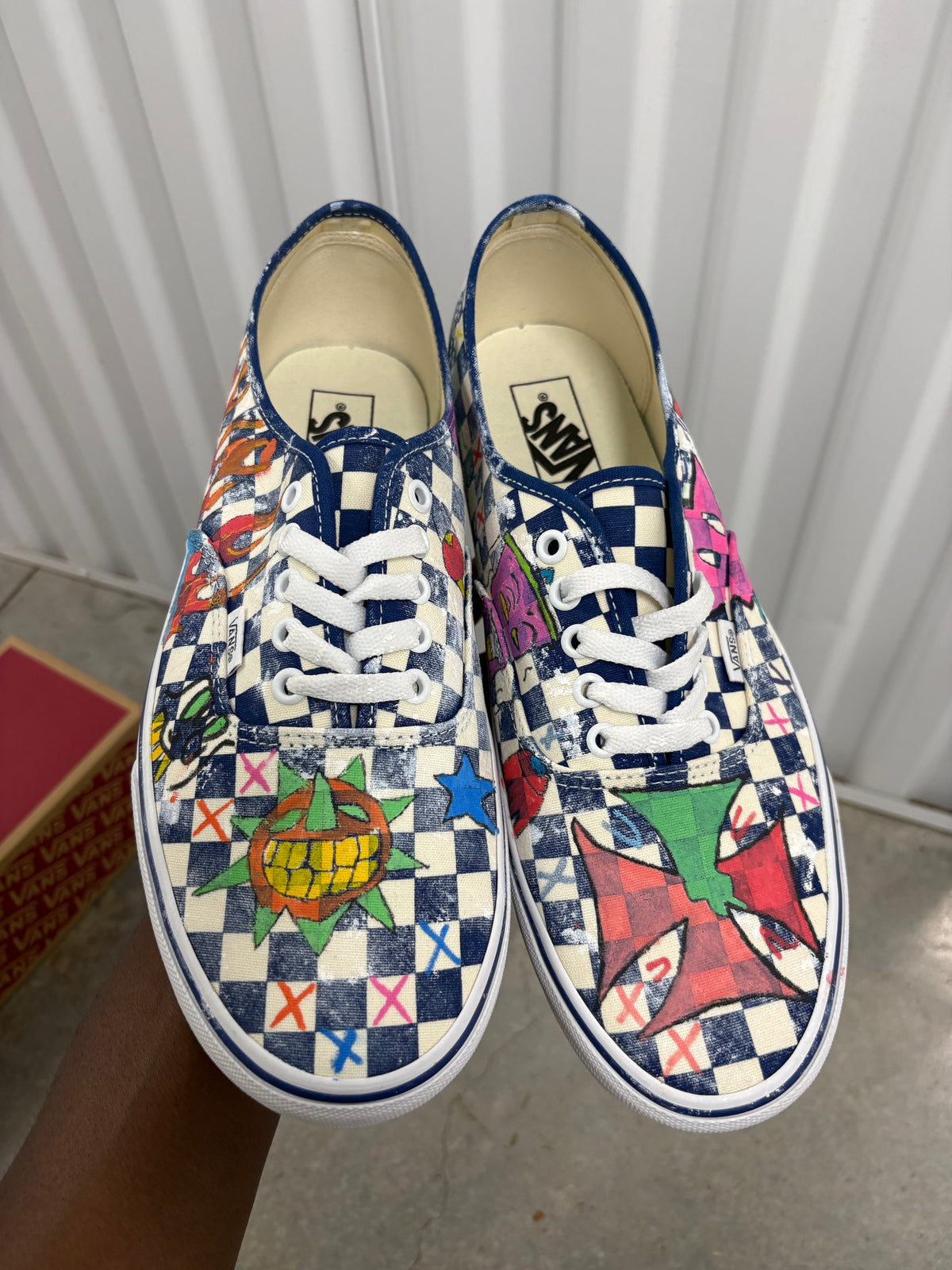 Size 11.5 - Acc Navy Checkerboard Vans 44 LX
