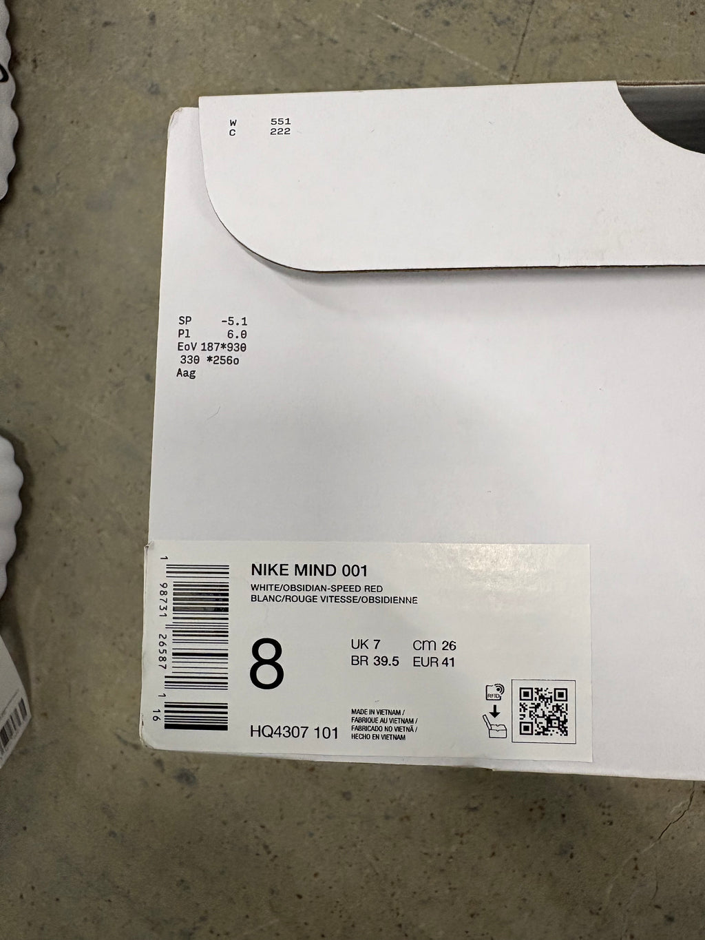 Size 8 - Nike Mind 001 Slide White Speed Run