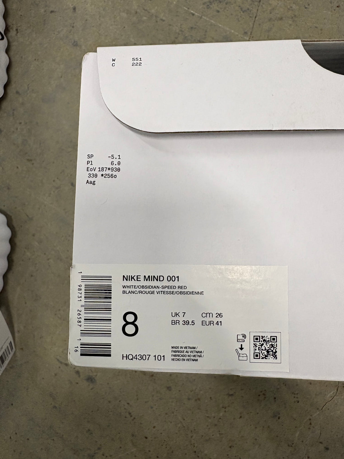 Size 8 - Nike Mind 001 Slide White Speed Run
