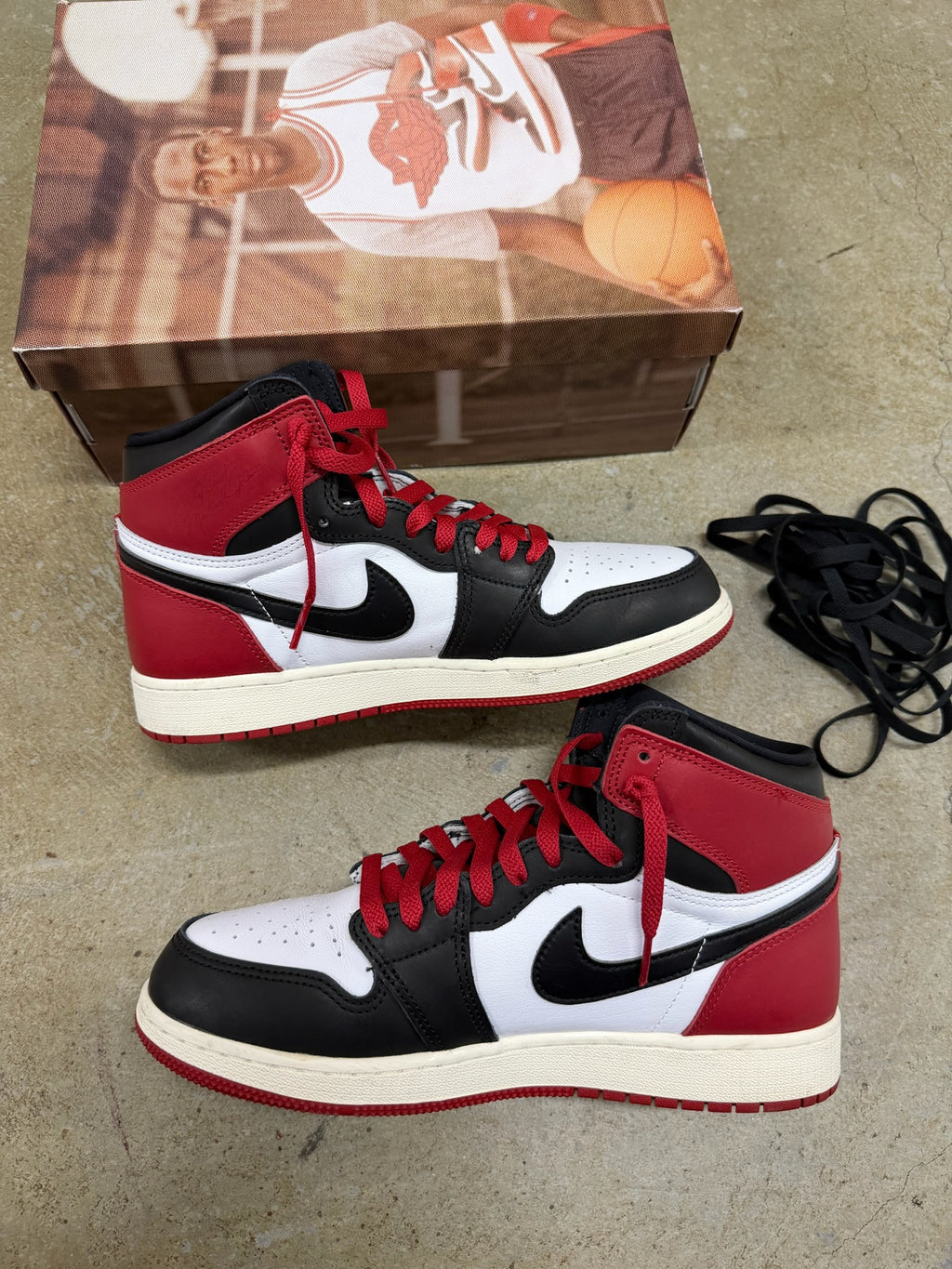 Size 7y - Jordan 1 Retro Black Toe Reimagined